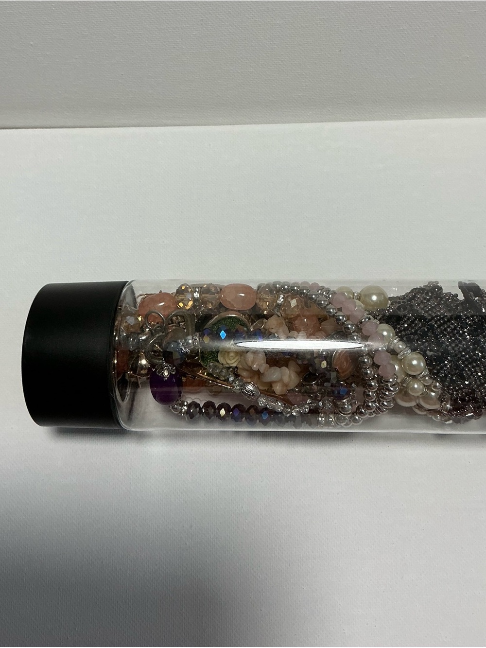 Clear Jewelry Tube Filled with 25 Mixed Costume Jewelry - Multicolor Items. - Picture 8 of 15